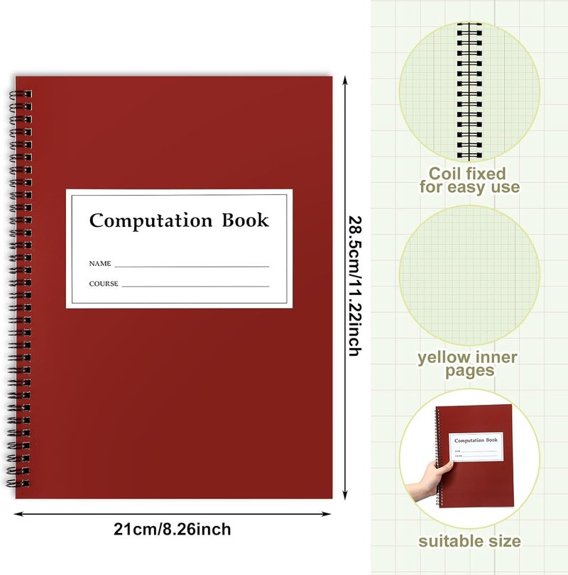 Fuyoooo 2 Pcs Computation Notebook Engineering Notebook for Drawings, Drafting, Planning, Engineering and Technical Applications, 4x4 Quad Ruled, 76 Sheets, 11-1/4 x 9-1/4 (Green) - Image 2